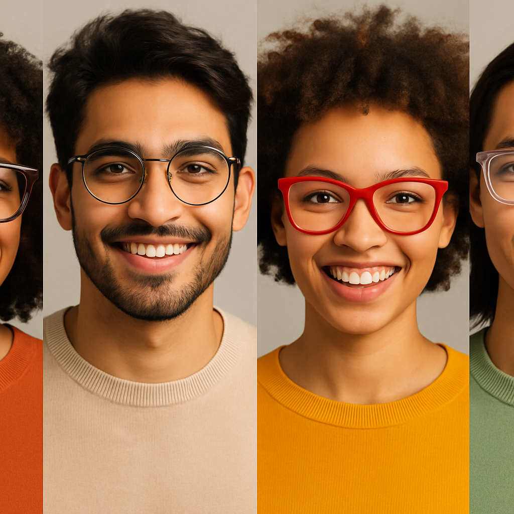 People wearing different styles of glasses